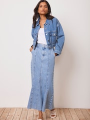 Mint Velvet Blue Denim Midi Skirt - Image 3 of 5