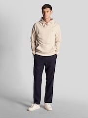 Cream - Lyle & Scott Tonal Eagle Pullover 100% Cotton Hanorac cu glugă - Image 2 of 4