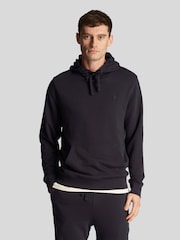 Lyle & Scott Dark Black Tonal Eagle Pullover 100% Cotton Hoodie - Image 1 of 5