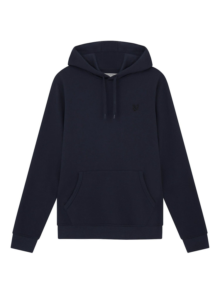 Lyle & Scott Dark Black Tonal Eagle Pullover 100% Cotton Hoodie - Image 5 of 5