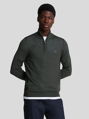 Lyle & Scott Grey Tonal Eagle Merino Quarter Zip Jumper - Image 1 of 5