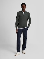 Lyle & Scott Grey Tonal Eagle Merino Quarter Zip Jumper - Image 2 of 5