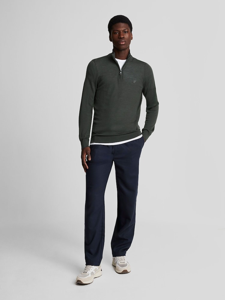 Lyle & Scott Grey Tonal Eagle Merino Quarter Zip Jumper - Image 2 of 5