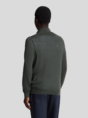 Lyle & Scott Grey Tonal Eagle Merino Quarter Zip Jumper - Image 3 of 5