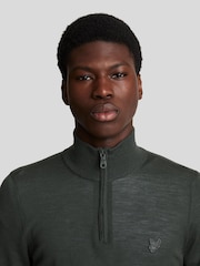 Lyle & Scott Grey Tonal Eagle Merino Quarter Zip Jumper - Image 4 of 5