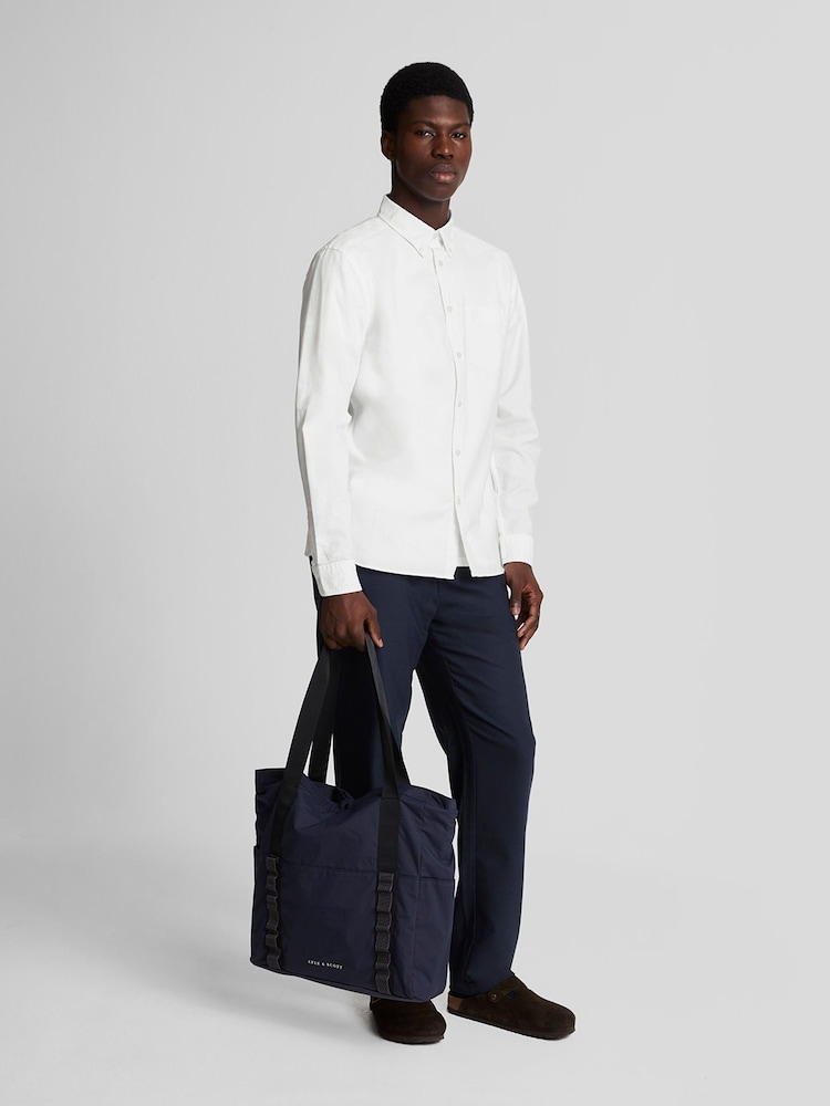 Lyle & Scott White Tonal Eagle Plain Oxford 100% Cotton Shirt - Image 2 of 5