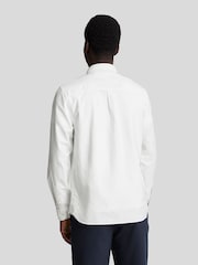 Lyle & Scott White Tonal Eagle Plain Oxford 100% Cotton Shirt - Image 3 of 5