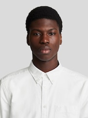 Lyle & Scott White Tonal Eagle Plain Oxford 100% Cotton Shirt - Image 4 of 5