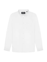 Lyle & Scott White Tonal Eagle Plain Oxford 100% Cotton Shirt - Image 5 of 5