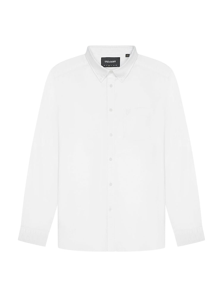 Lyle & Scott White Tonal Eagle Plain Oxford 100% Cotton Shirt - Image 5 of 5
