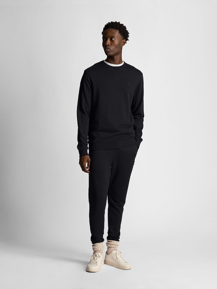 Lyle & Scott Black Tonal Eagle Crew Neck 100% Cotton Sweatshirt - Image 3 of 5