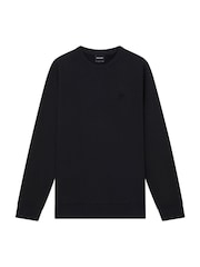 Negru - Lyle & Scott Tonal Eagle Guler rotund  100% Bumbac Hanorac - Image 5 of 5