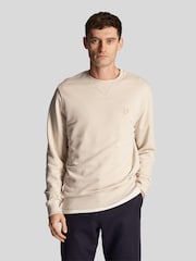 Cream - Lyle & Scott Tonal Eagle Guler rotund  100% Bumbac Hanorac - Image 1 of 4