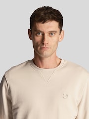 Cream - Lyle & Scott Tonal Eagle Guler rotund  100% Bumbac Hanorac - Image 2 of 4