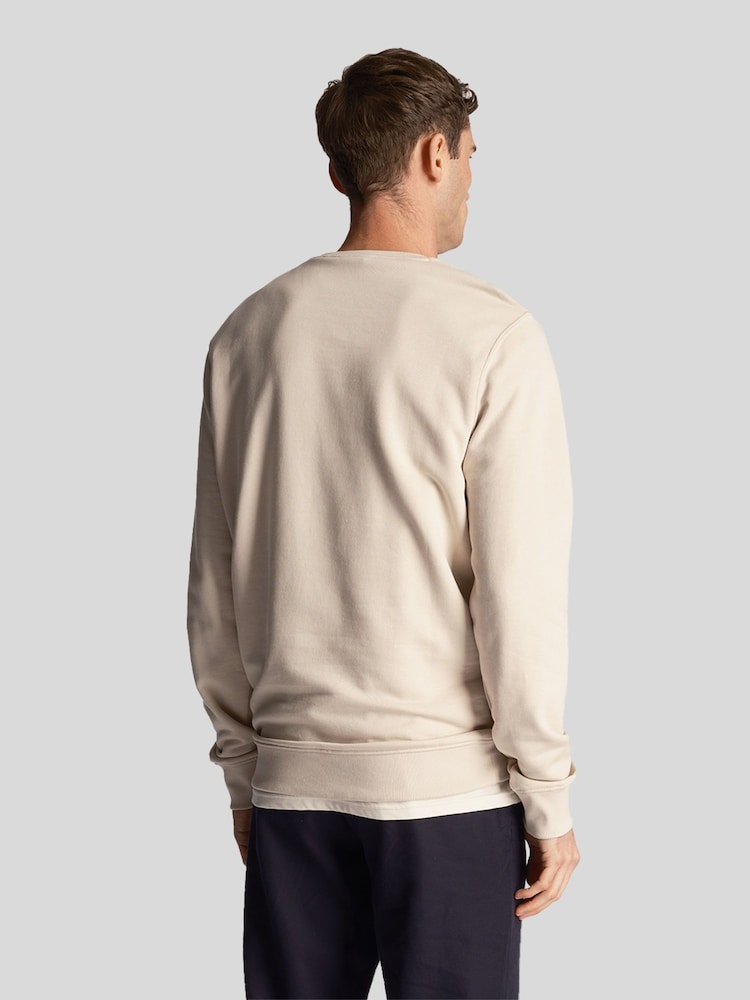 Lyle & Scott Cream Tonal Eagle Crew Neck 100% Cotton Sweatshirt - Image 3 of 4