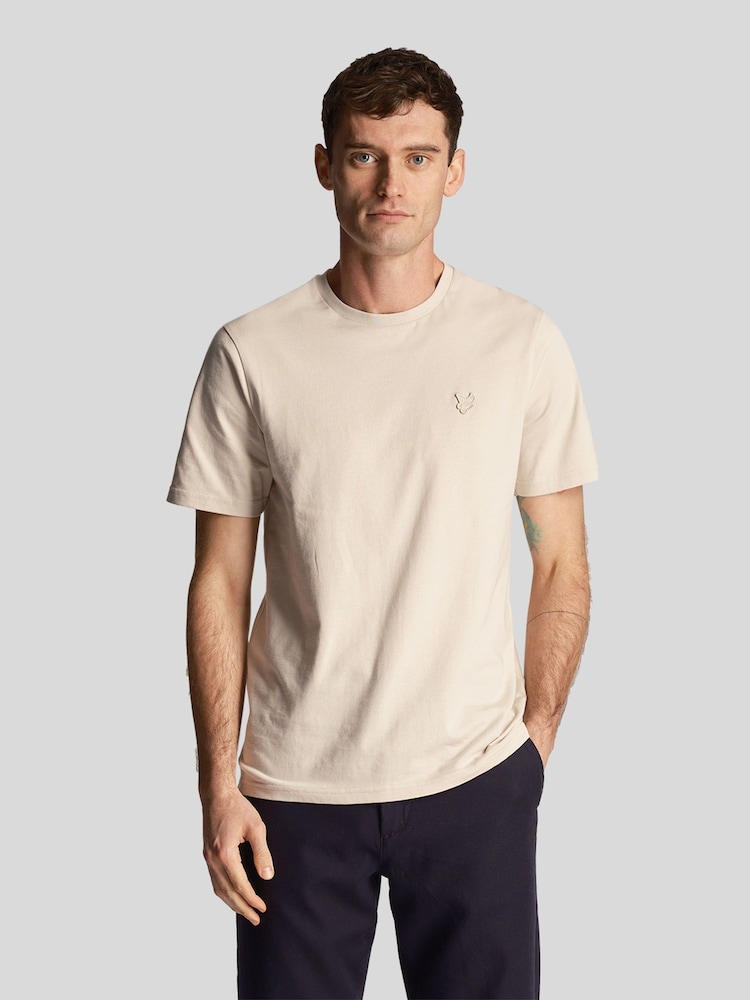Lyle & Scott Cream Tonal Eagle 100% Cotton T-Shirt - Image 1 of 5
