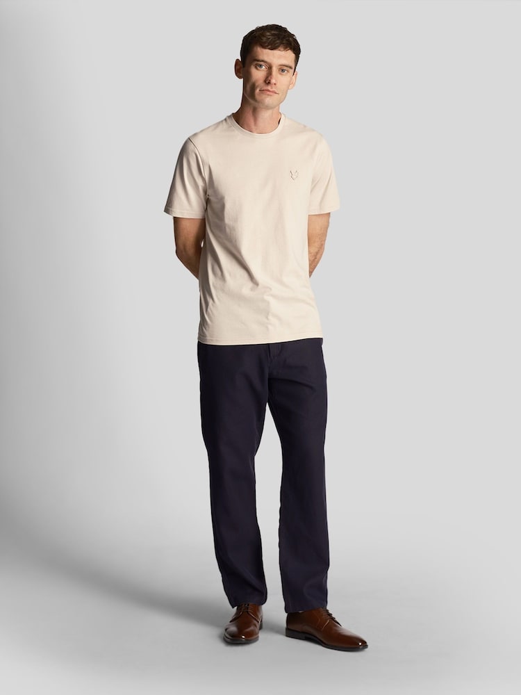 Lyle & Scott Cream Tonal Eagle 100% Cotton T-Shirt - Image 2 of 5