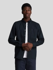 Lyle & Scott Blue Tonal Eagle Plain Oxford 100% Cotton Shirt - Image 1 of 5