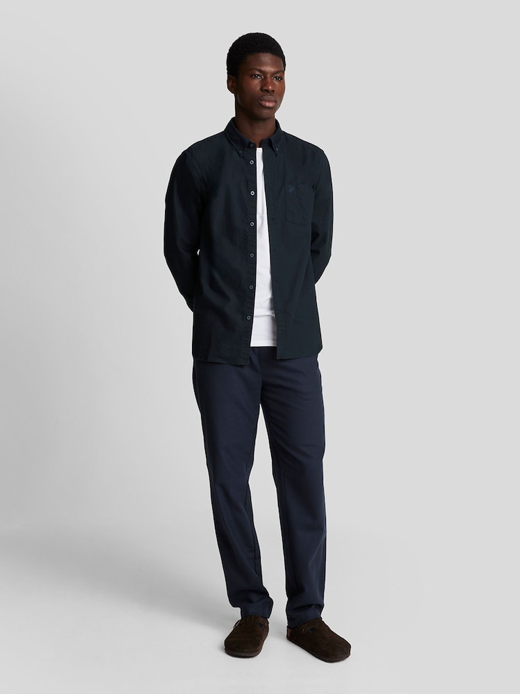 Lyle & Scott Blue Tonal Eagle Plain Oxford 100% Cotton Shirt - Image 2 of 5