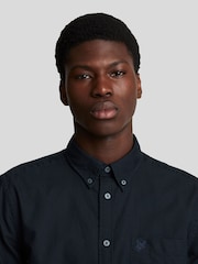 Lyle & Scott Blue Tonal Eagle Plain Oxford 100% Cotton Shirt - Image 4 of 5