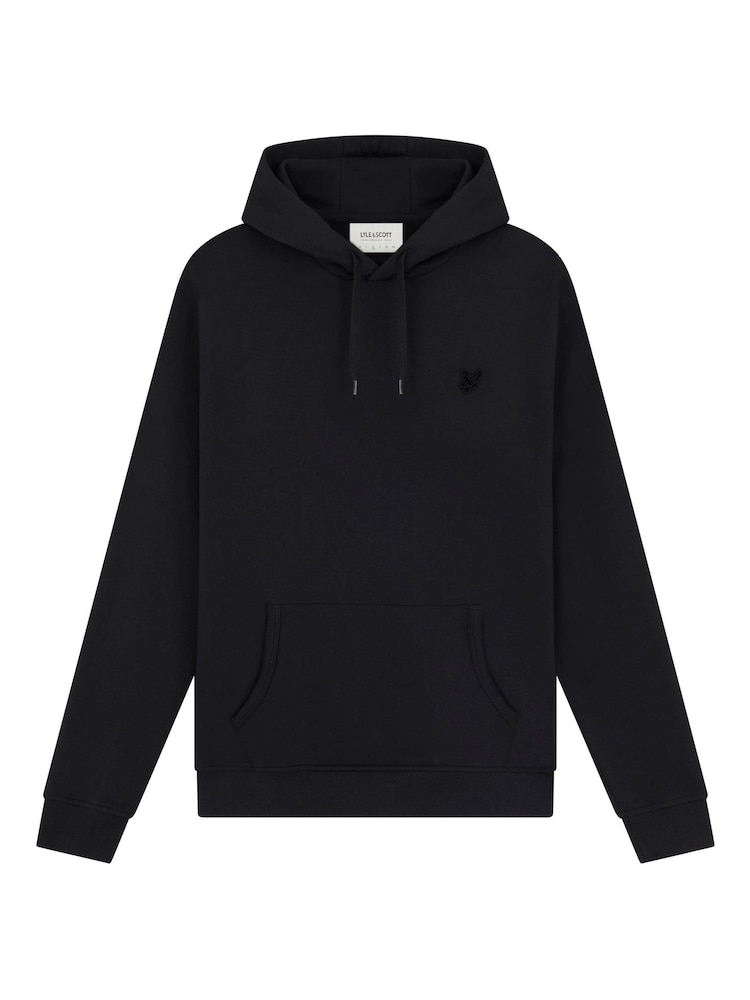 Lyle & Scott Black Tonal Eagle Pullover 100% Cotton Hoodie - Image 5 of 5