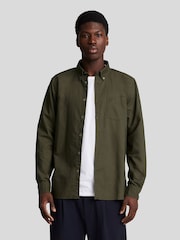 Lyle & Scott Green Tonal Eagle Plain Oxford 100% Cotton Shirt - Image 1 of 4