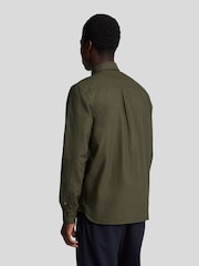 Lyle & Scott Green Tonal Eagle Plain Oxford 100% Cotton Shirt - Image 2 of 4