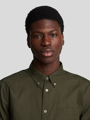 Lyle & Scott Green Tonal Eagle Plain Oxford 100% Cotton Shirt - Image 3 of 4