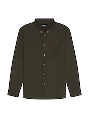 Lyle & Scott Green Tonal Eagle Plain Oxford 100% Cotton Shirt - Image 4 of 4