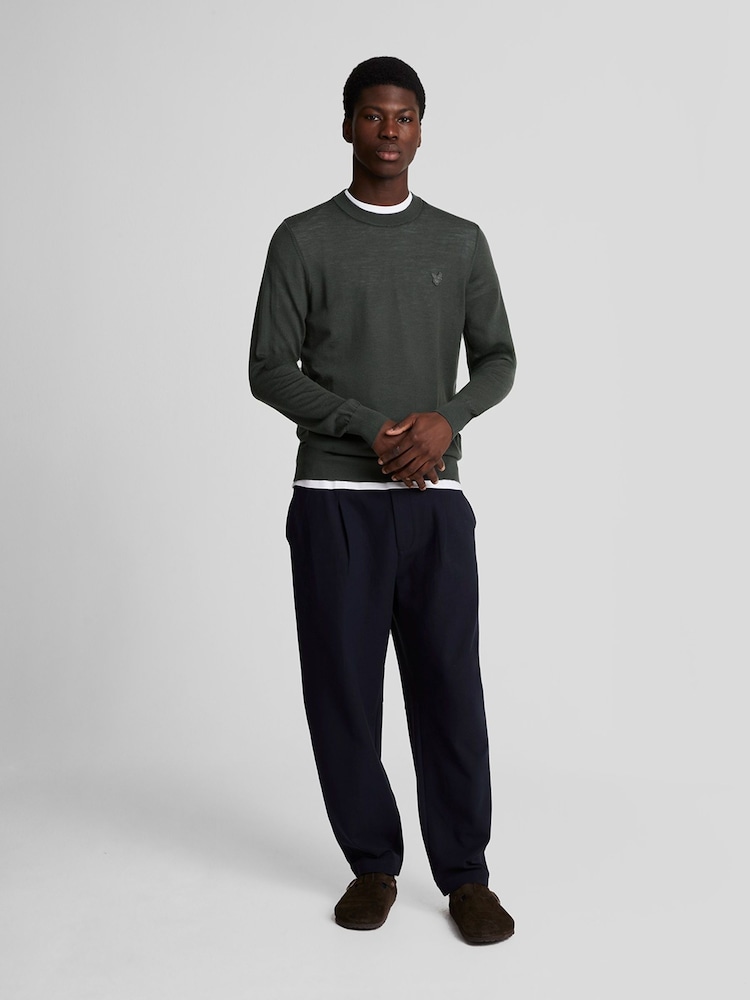 Lyle & Scott Grey Tonal Eagle Merino Crew Neck Jumper - Image 2 of 5 Lyle & Scott Grey Tonal Eagle Merino Crew Neck Jumper - Image 2 of 5