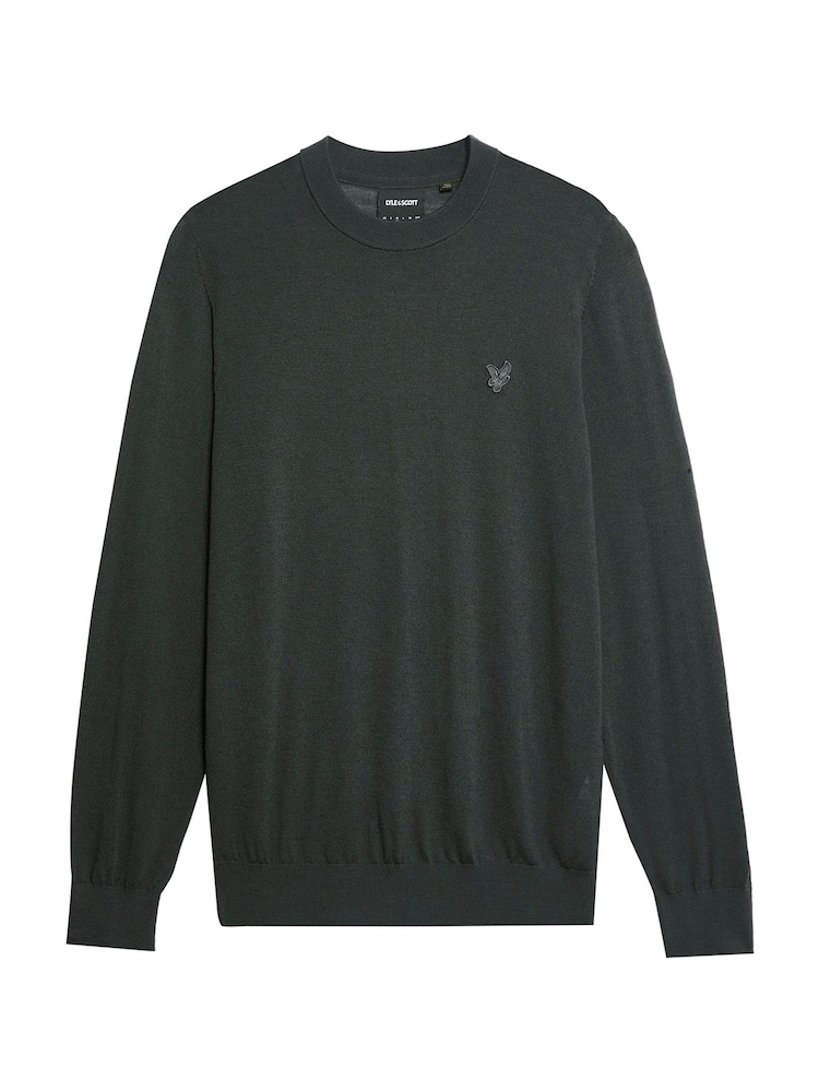 Lyle & Scott Grey Tonal Eagle Merino Crew Neck Jumper - Image 5 of 5 Lyle & Scott Grey Tonal Eagle Merino Crew Neck Jumper - Image 5 of 5