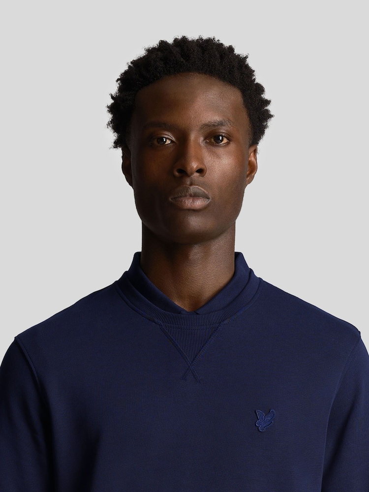 Lyle & Scott Blue Tonal Eagle Crew Neck 100% Cotton Sweatshirt - Image 4 of 5