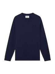Lyle & Scott Blue Tonal Eagle Crew Neck 100% Cotton Sweatshirt - Image 5 of 5