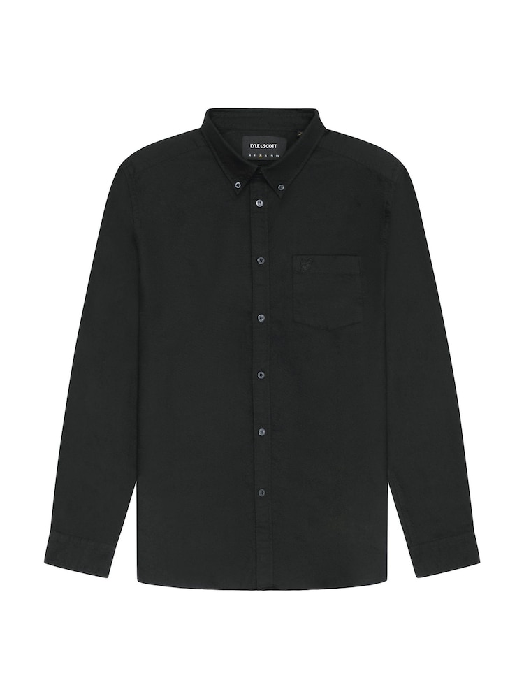 Lyle & Scott Black Tonal Eagle Plain Oxford 100% Cotton Shirt - Image 5 of 5