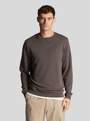 Gri - Lyle & Scott Tonal Eagle Guler rotund  100% Bumbac Hanorac - Image 1 of 5