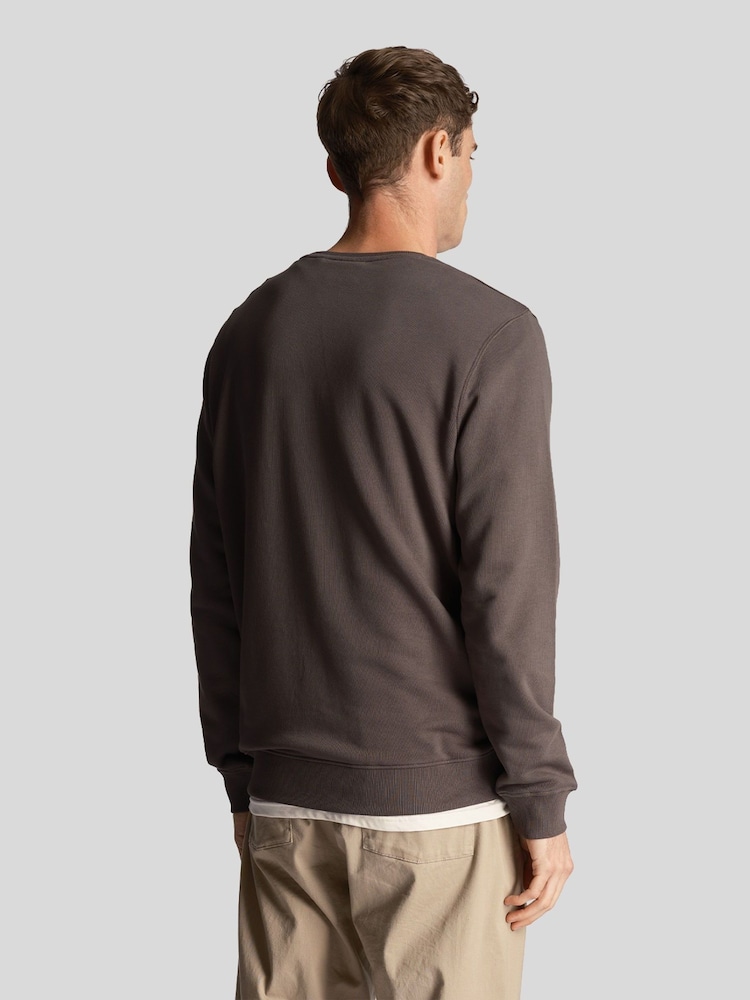 Gri - Lyle & Scott Tonal Eagle Guler rotund  100% Bumbac Hanorac - Image 2 of 5