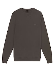 Gri - Lyle & Scott Tonal Eagle Guler rotund  100% Bumbac Hanorac - Image 5 of 5