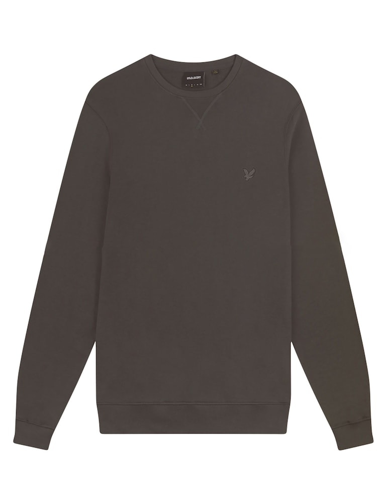 Gri - Lyle & Scott Tonal Eagle Guler rotund  100% Bumbac Hanorac - Image 5 of 5