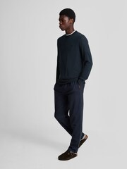 Lyle & Scott Blue Tonal Eagle Merino Crew Neck Jumper - Image 2 of 5