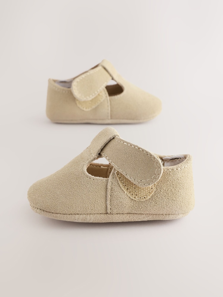 Stone Suede Baby Leather T-Bar Shoes (0-24mths) - Image 5 of 6