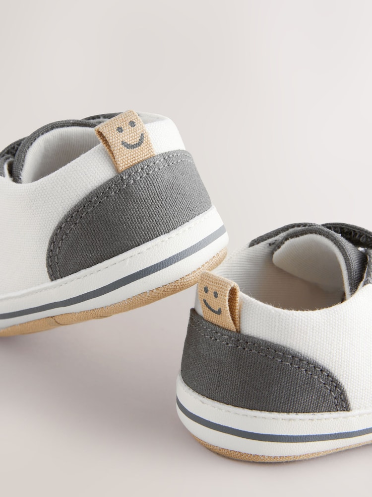 Charcoal Grey Happy Face Baby Two Strap Trainers (0-24mths) - Image 3 of 6