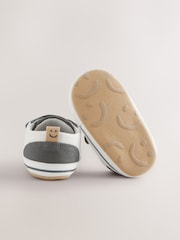 Charcoal Grey Happy Face Baby Two Strap Trainers (0-24mths) - Image 4 of 6