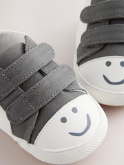 Charcoal Grey Happy Face Baby Two Strap Trainers (0-24mths) - Image 5 of 6