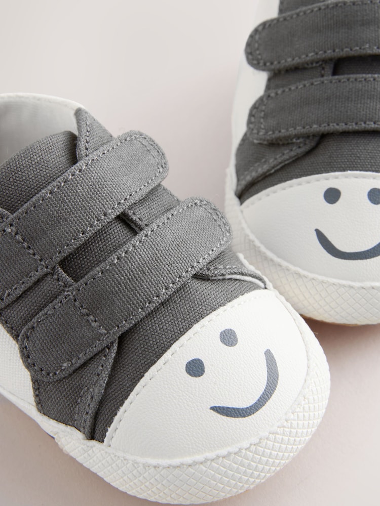 Charcoal Grey Happy Face Baby Two Strap Trainers (0-24mths) - Image 5 of 6