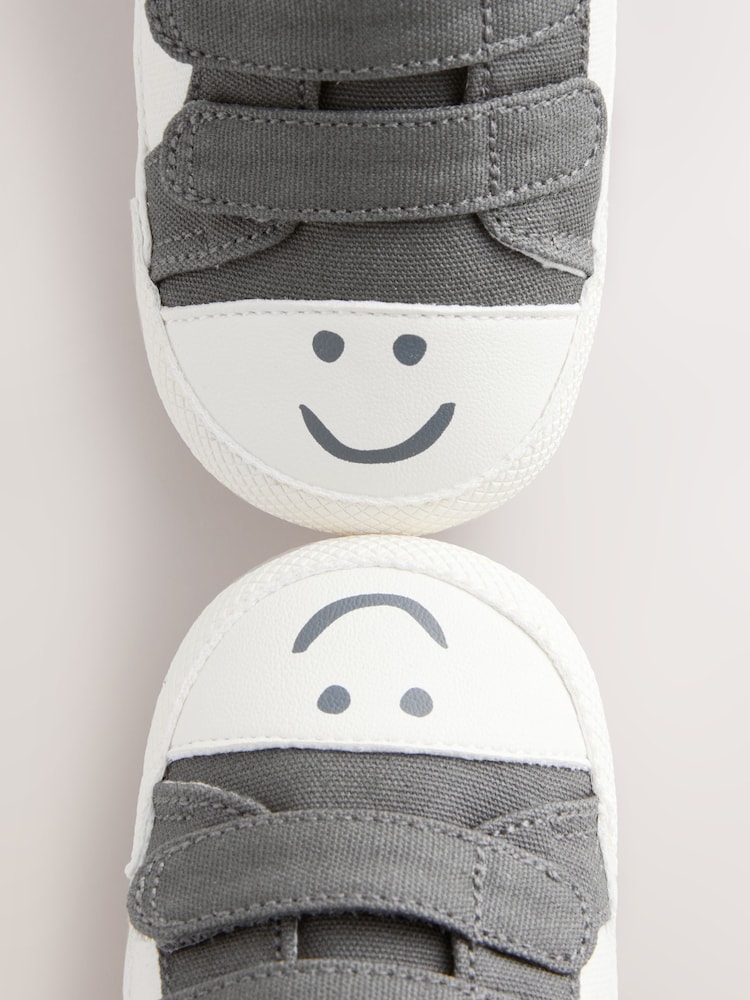 Charcoal Grey Happy Face Baby Two Strap Trainers (0-24mths) - Image 6 of 6