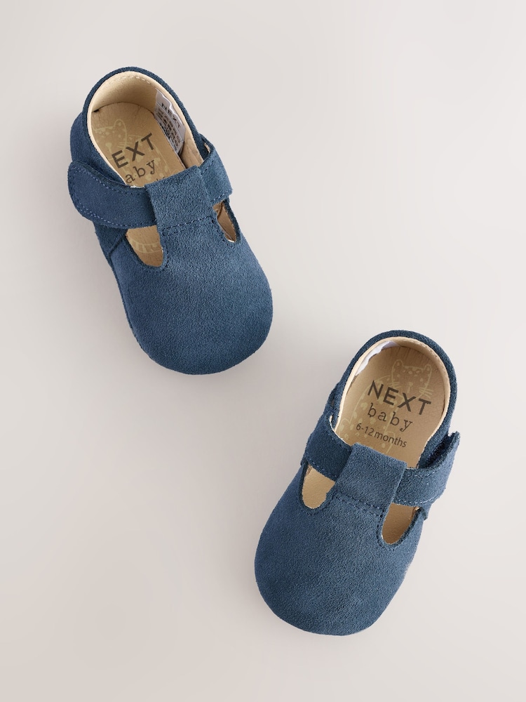 Marineblaues Veloursleder - Babyschuhe aus Leder mit T-Steg (0–24 Monate) - Bild 2 von 6 Marineblaues Veloursleder - Babyschuhe aus Leder mit T-Steg (0–24 Monate) - Bild 2 von 6