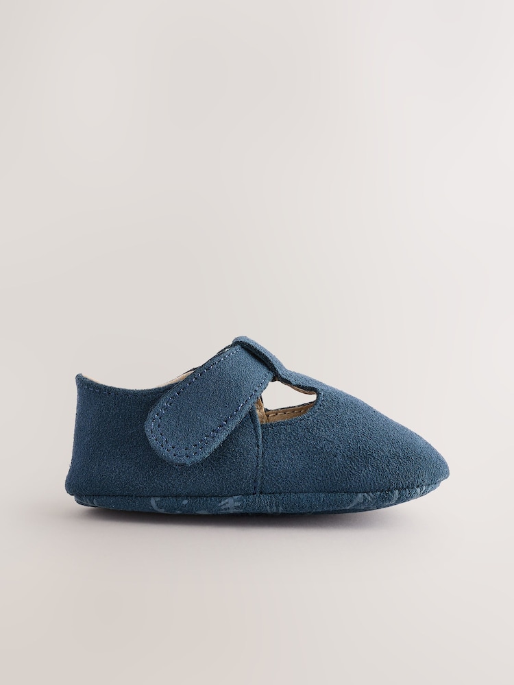 Navy Suede Baby Leather T-Bar Shoes (0-24mths) - Image 3 of 6