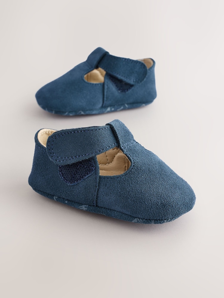 Navy Suede Baby Leather T-Bar Shoes (0-24mths) - Image 4 of 6