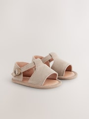 Neutral Leather Touch Fastening Baby Sandals (0-24mths) - Image 1 of 6