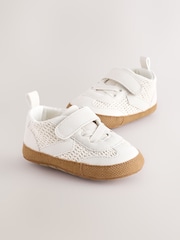 Neutral Baby Touch Fastening Elastic Lace Chevron Trainers (0-24mths) - Image 1 of 5